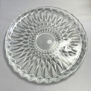 Pressed‎ Glass 12" Cake Plate or Serving Tray - Thick Heavy Glass EUC